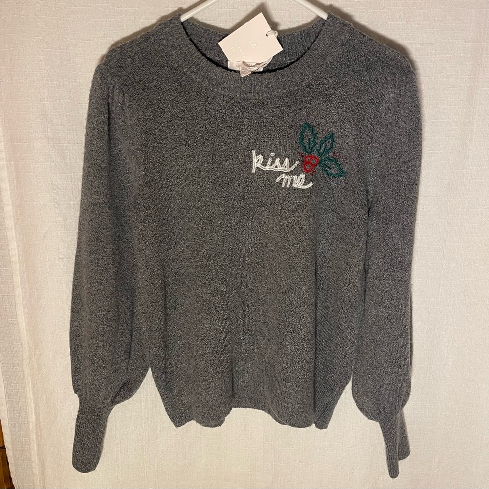 LC Lauren Conrad Holiday Charcoal Knit Sweater